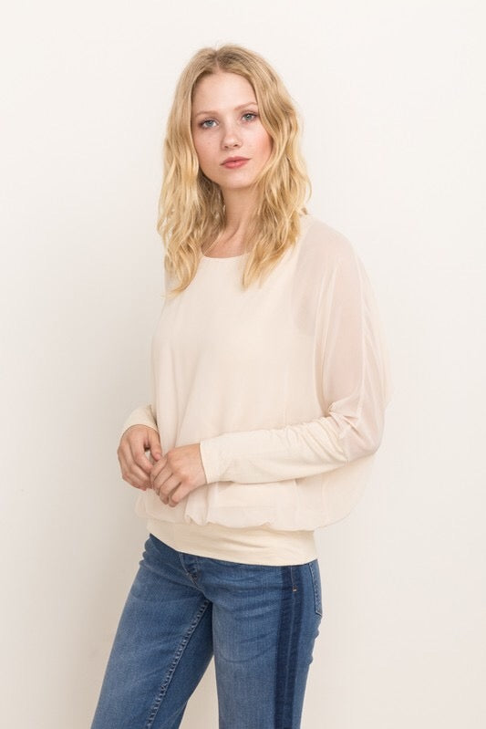 DOUBLE LAYERED DOLMAN TOP