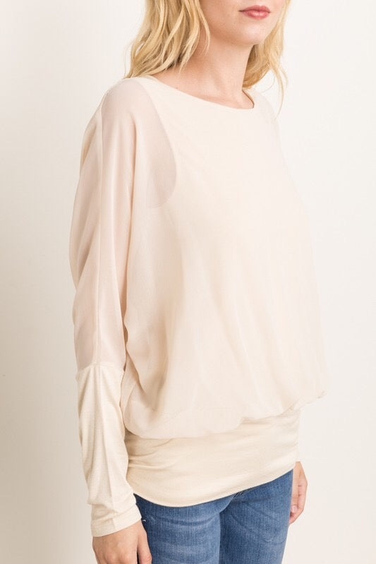 DOUBLE LAYERED DOLMAN TOP