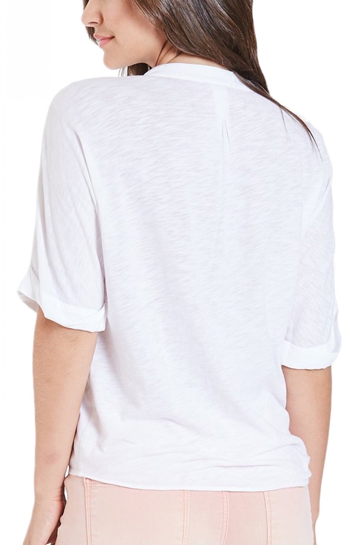 Hanna Short Sleeve Tie Front Top in White