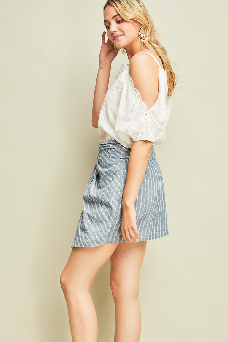 Denim Pinstriped Lightweight Skirt