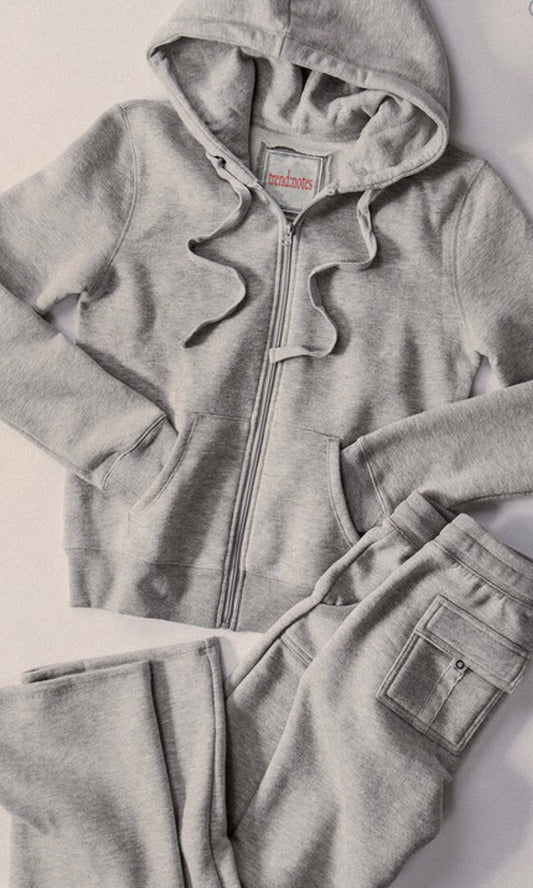 Throwback Flared Jogger Set in Grey