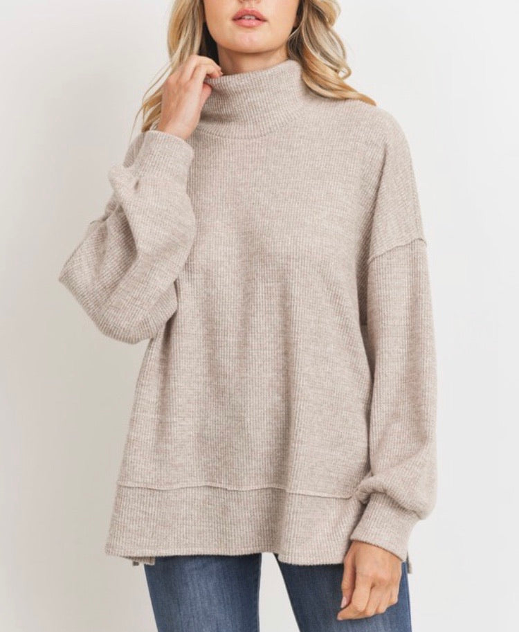 Josie Thermal Turtleneck in Taupe